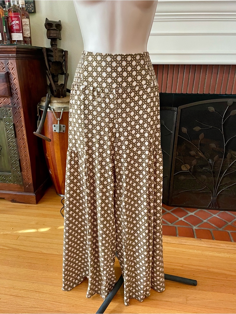 CATO Olive Green & White Wide Leg Palazzo Pants M